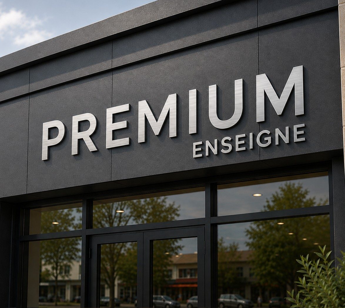 enseigne dibond brossés argent