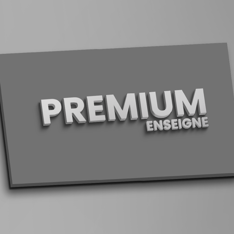 Enseigne lettres PVC laquées blanches montage sur tôle tablette